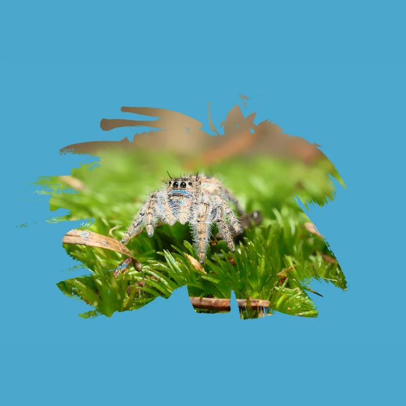 Phidippus texanus jumping spider, spring spinne.