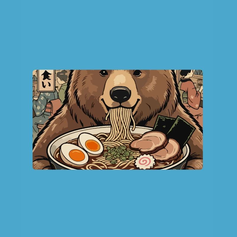 Bear Ramen Feast Ukiyo-e