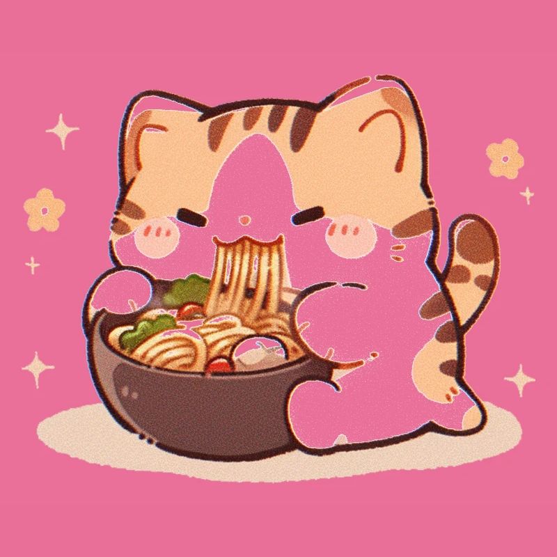 Mème de chat mangeant des spaghettis