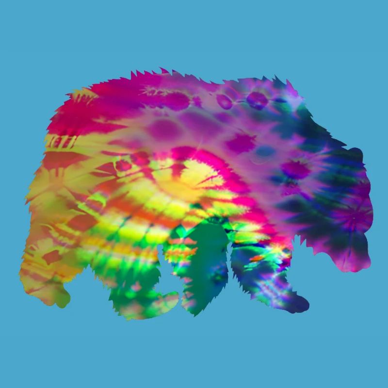 Bear Silhouette Tie Dye Batik Pattern