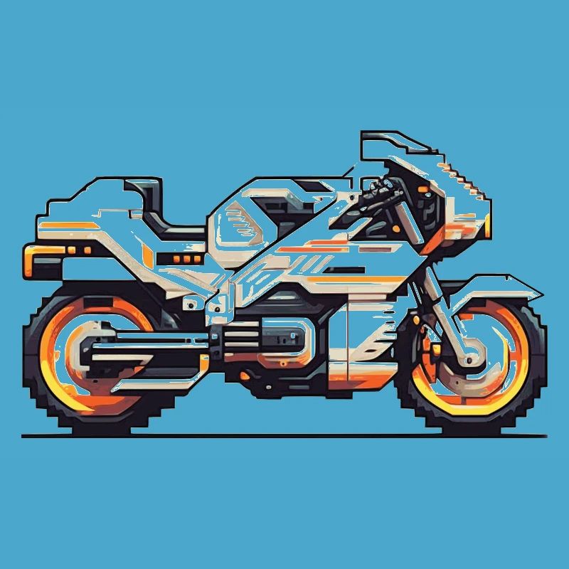 8 bit motorcycle racing machine as vector graphics