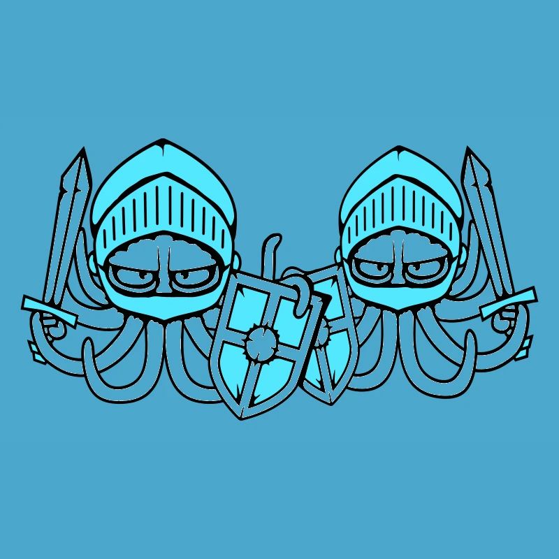 2 Octopus Knight Team Épée bouclier médiéval