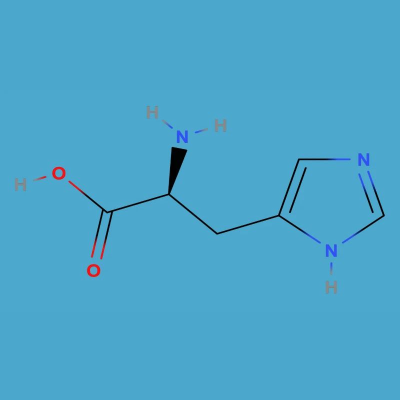 Molécule d’histidine - Formule structurale colorée
