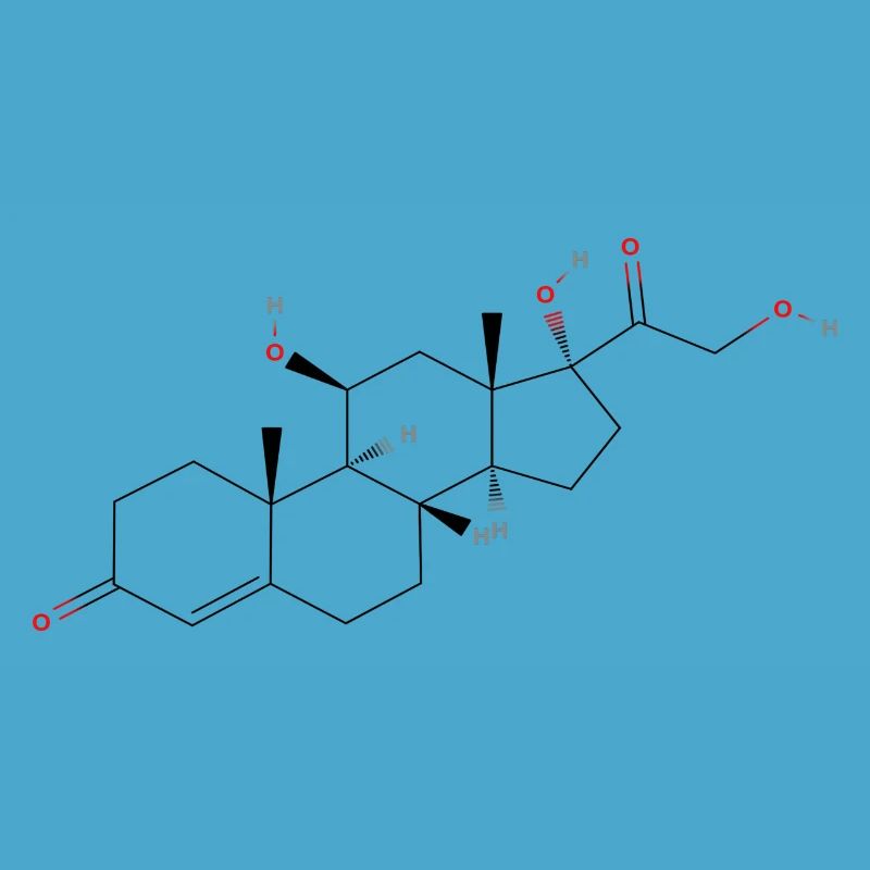Cortisol Molecule - Colored Structural Formula