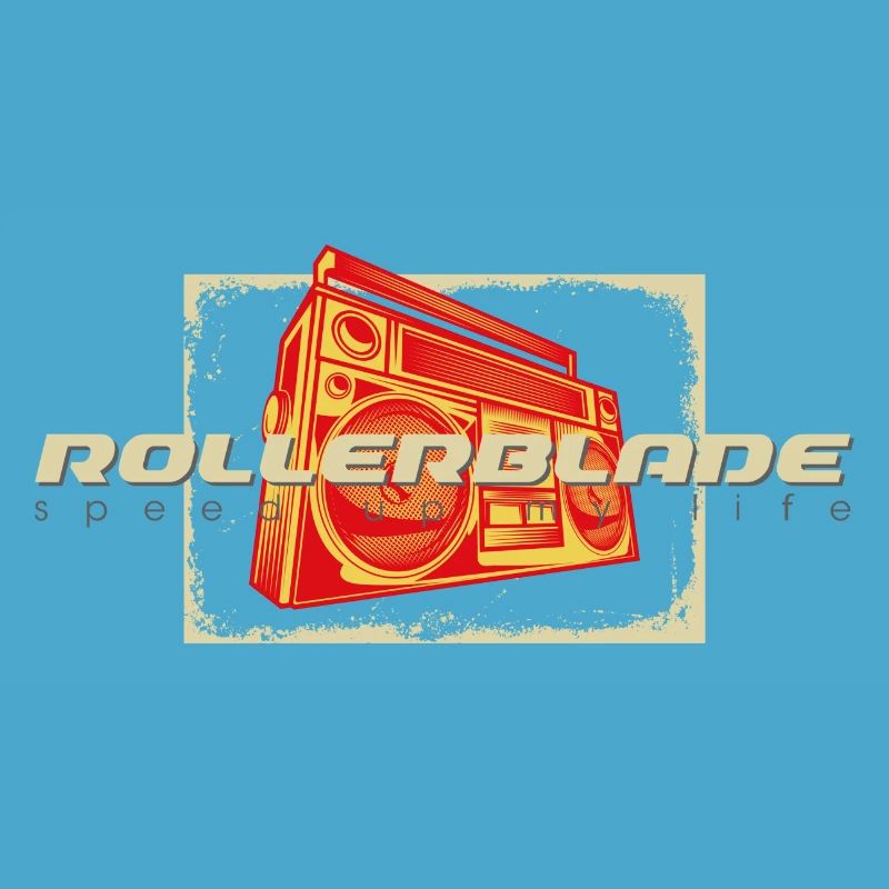 80s ghettoblaster rollerblader