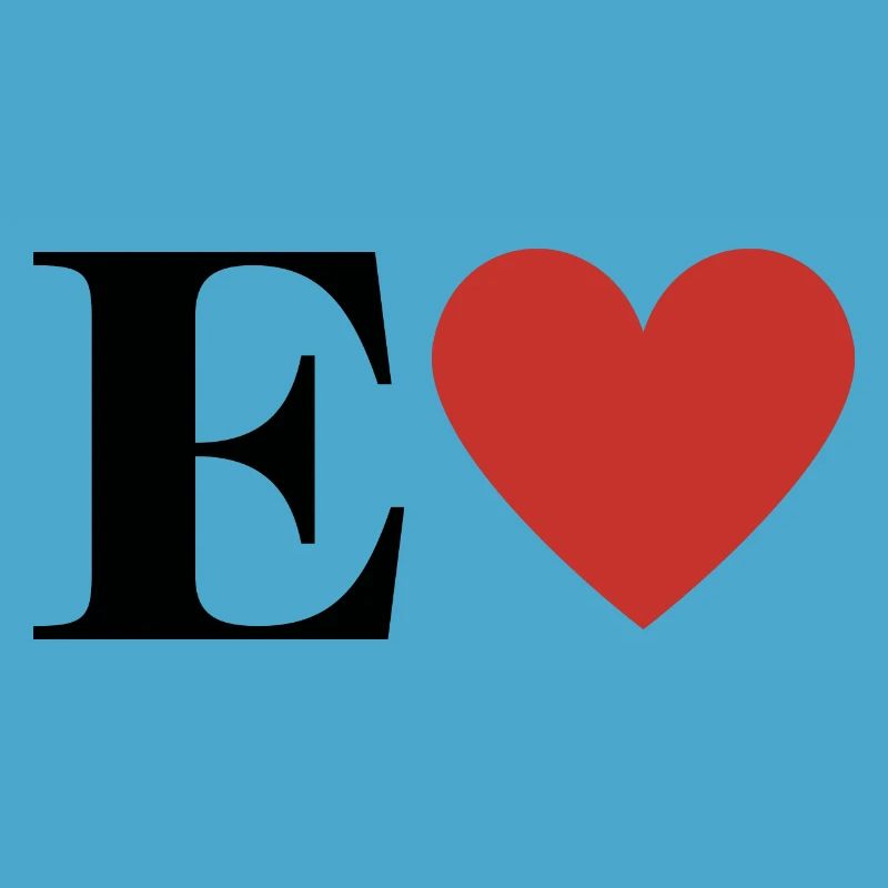 Letter e red heart