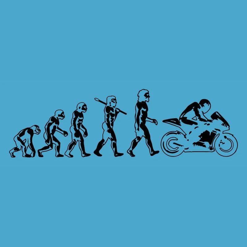 motorcycle evolution flat white print