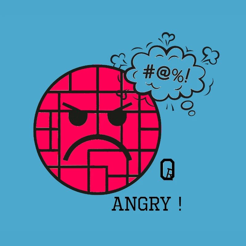 Angry with Wall Pattern and Frustration Expression