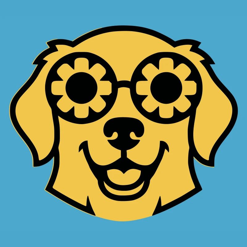 Labrador Blume Brille Peace Comic