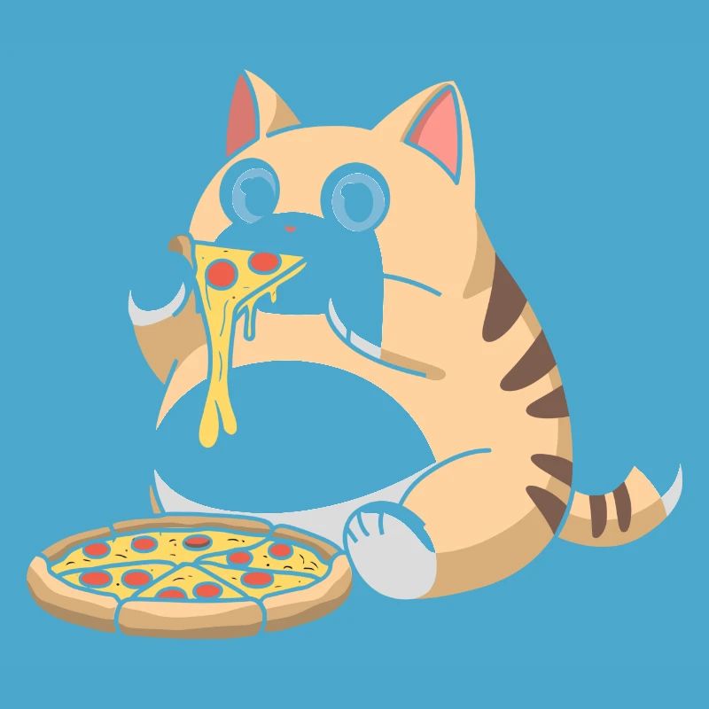 Chat potelé mignon mangeant de la pizza