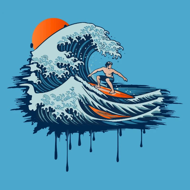 Dynamic Surf Illustration on Powerful Wave
