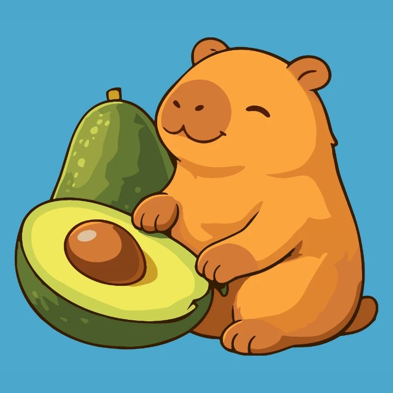 Capybara mit Avocado
