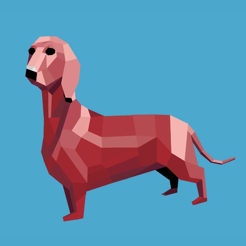 Dachshund low poly red