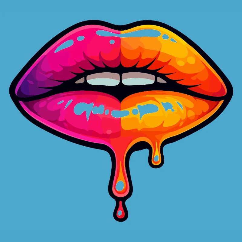 Dripping Neon Lips