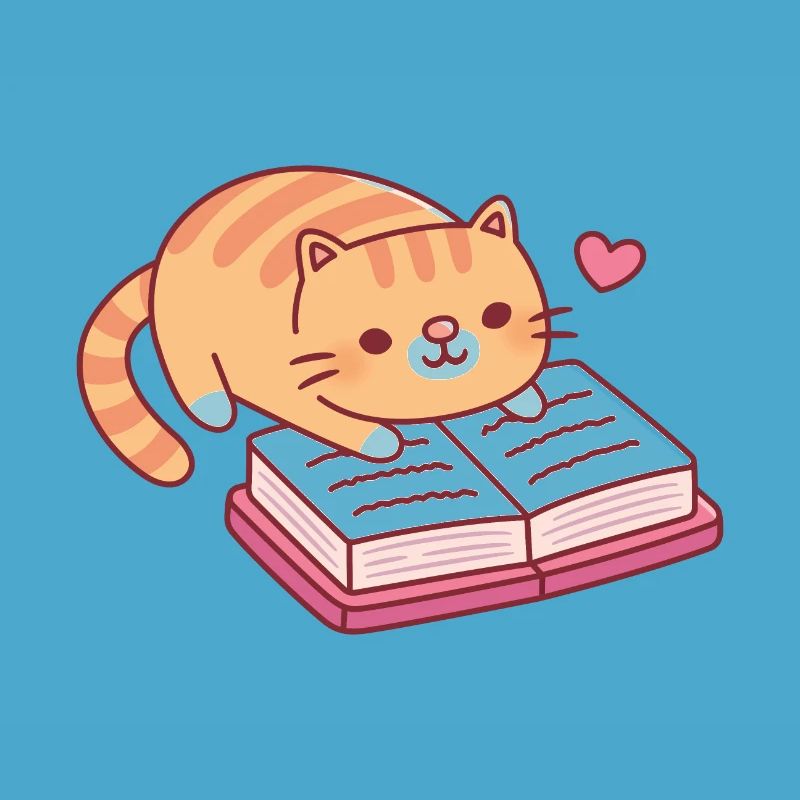 Cute Tabby Cat Reading A Book