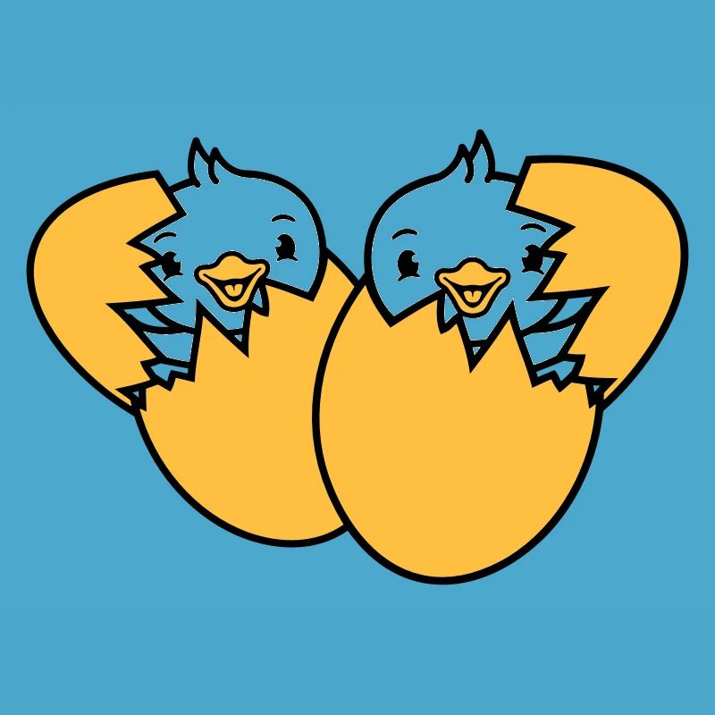 2 Birds Two Chicks Egg Hatch Born Eggshell