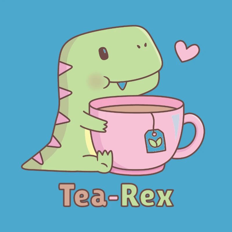 Cute Dinosaur Tea Rex Pun Doodle