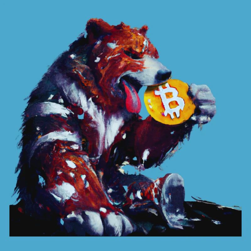 Capitalist bear eats Bitcoin cryptocurrency