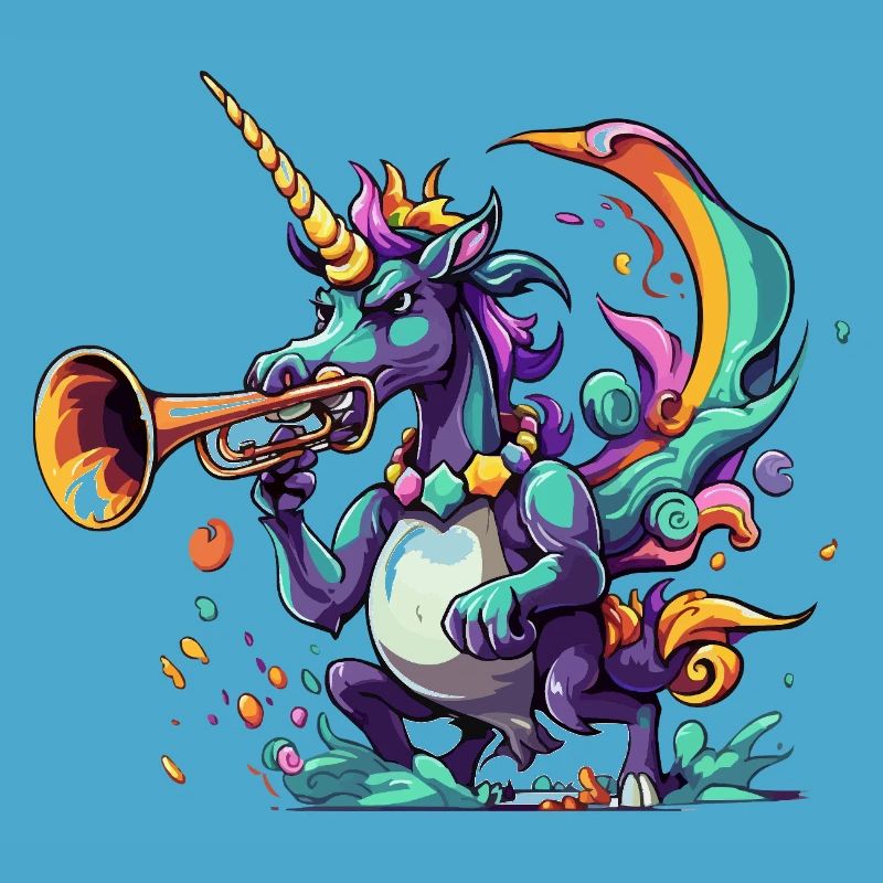 Farbexplosion Einhorn-Trompeter
