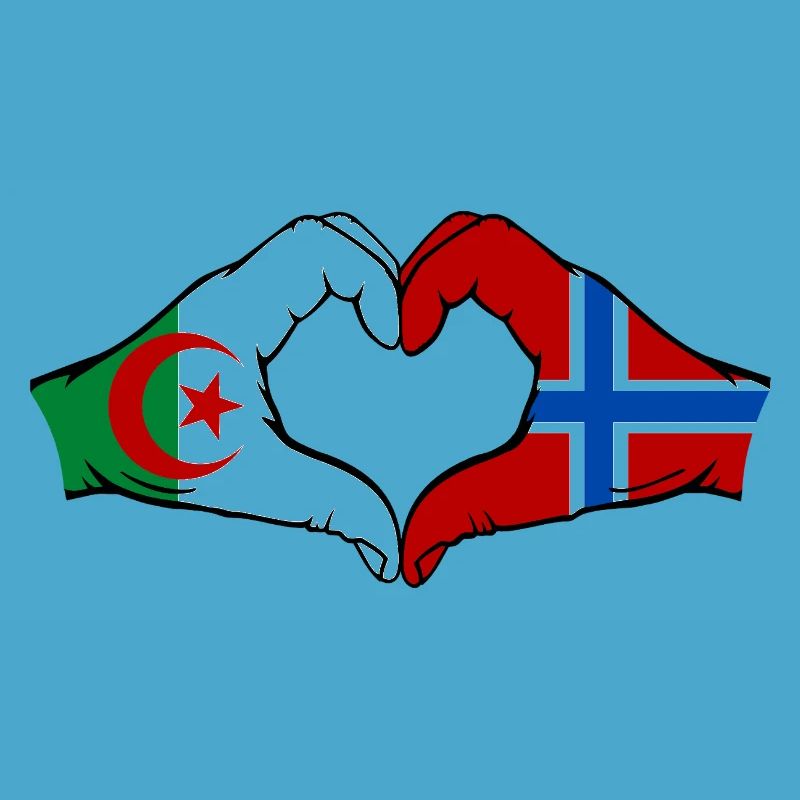 Algerien Norwegen Flagge Haende Herzform