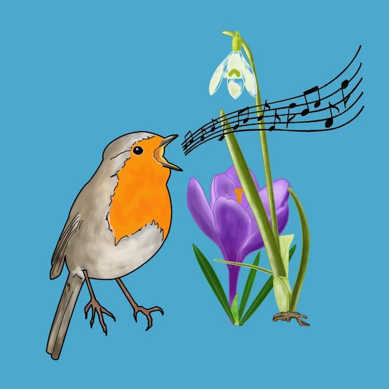 Spring, robins, singing