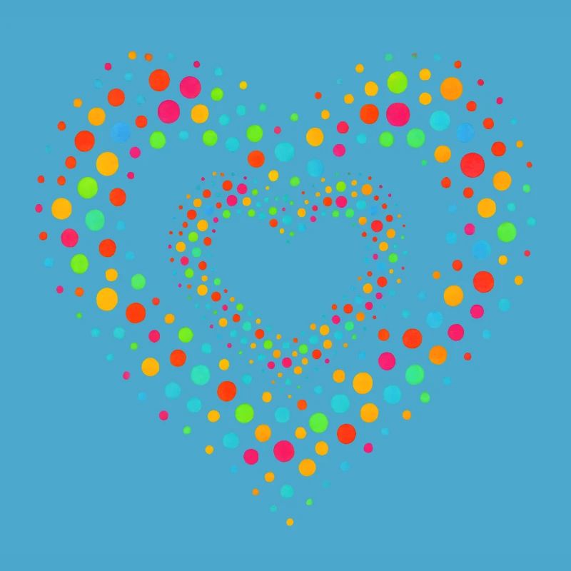 Rainbow Dot Heart Pattern Tee