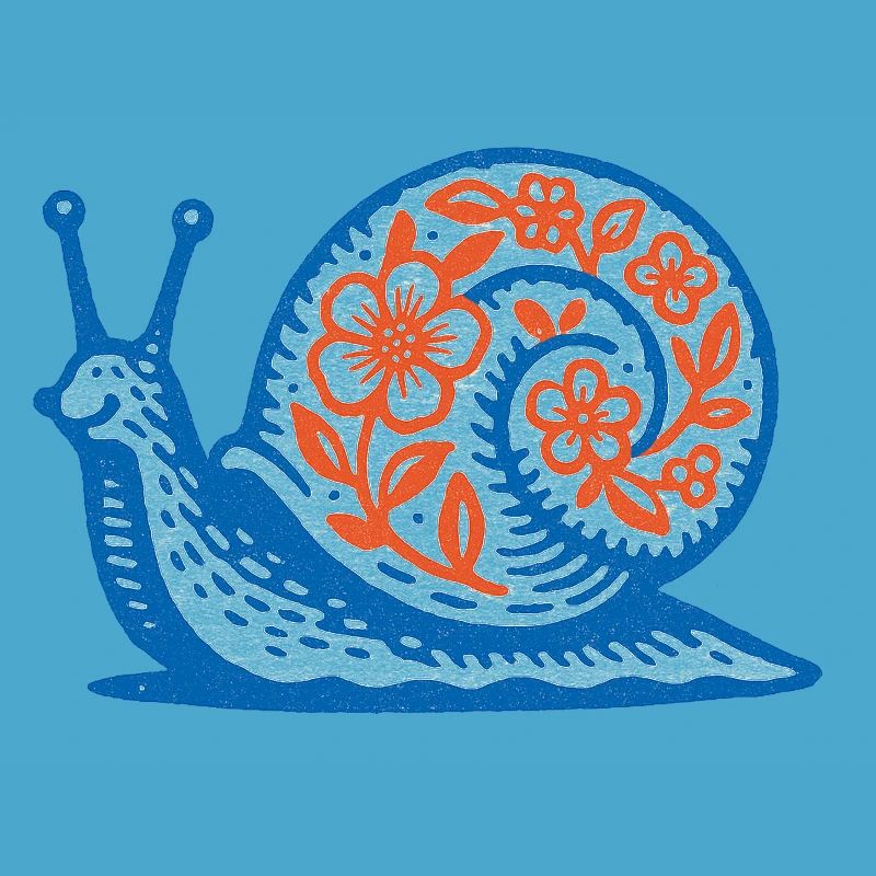 Escargot rétro bleu et rouge