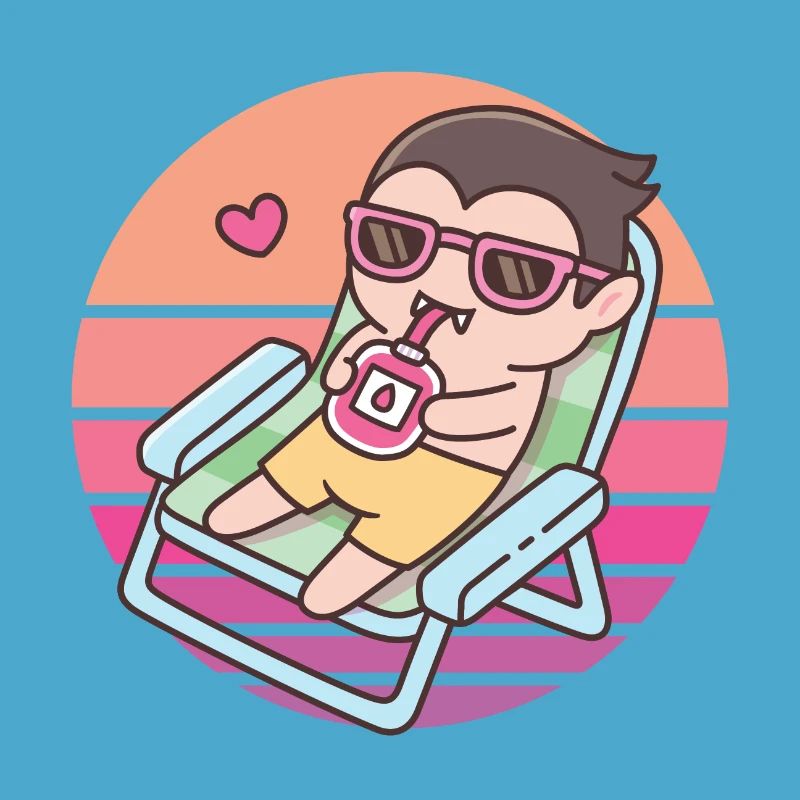 Mignon Vampire Chilling avec Blood Pack Sunset