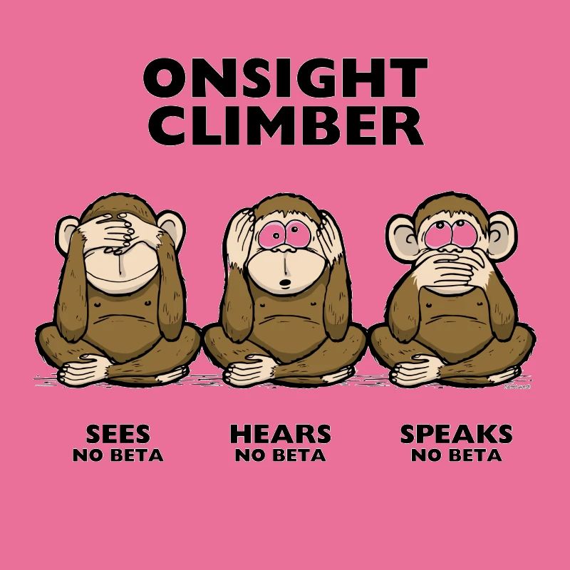 On Sight climber three wise monkey climbing t-shirt