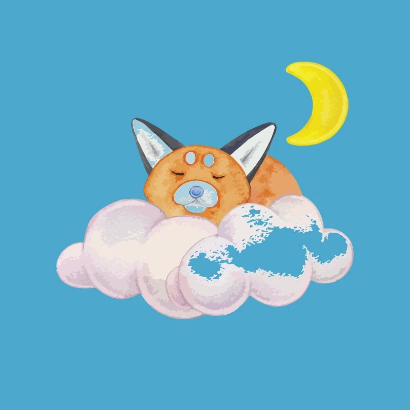 Sleeping cat cloud moon night gift