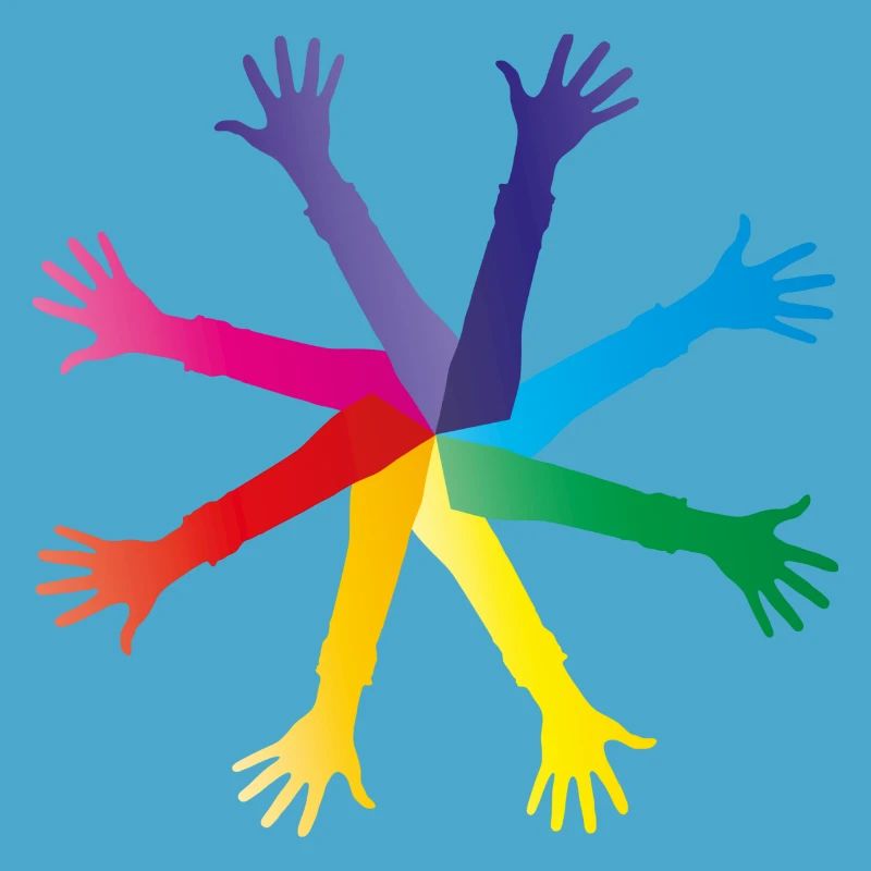 Mains colorées - diversité et intégration