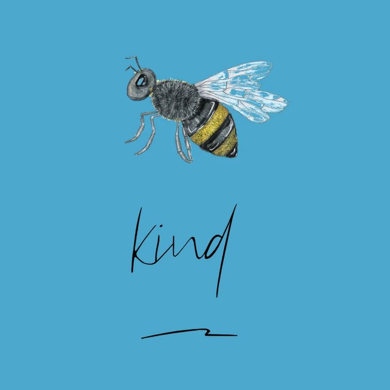 Hand-Drawn Bees Print "Bee Kind"