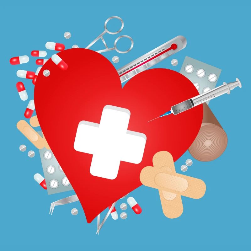 Erste Hilfe Set oder Reiseapotheke mit Herz
