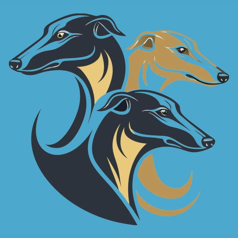 Dreifache Windhunde Silhouette