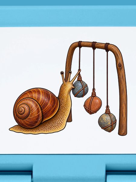 Schnecke mit Kiesel-Mobile
