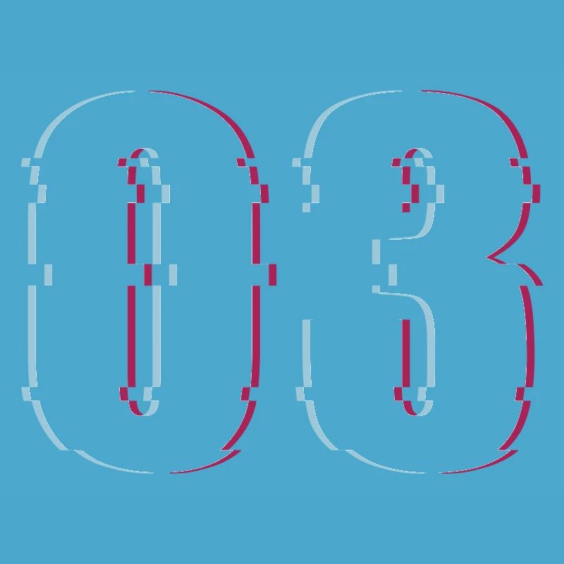 Three 3 Three 03 Number Effect Distorted Number