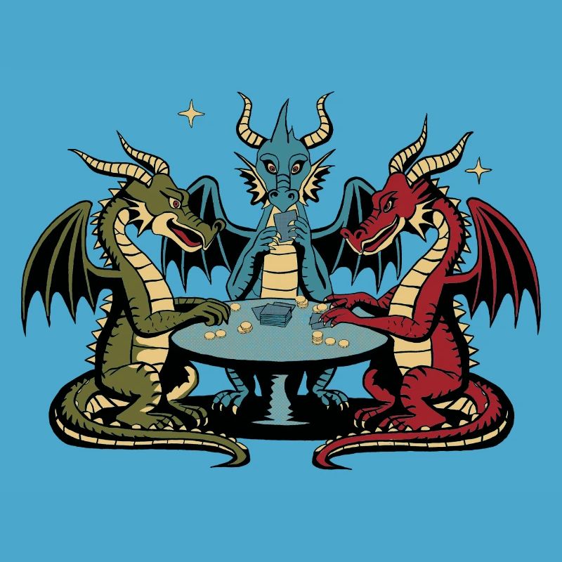 Dragons playing cards