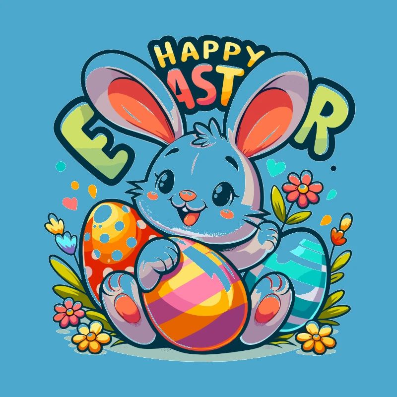 Happy Easter - Easter Bunny Illustration
