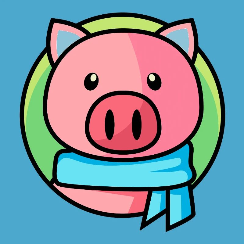Cochon rose avec écharpe