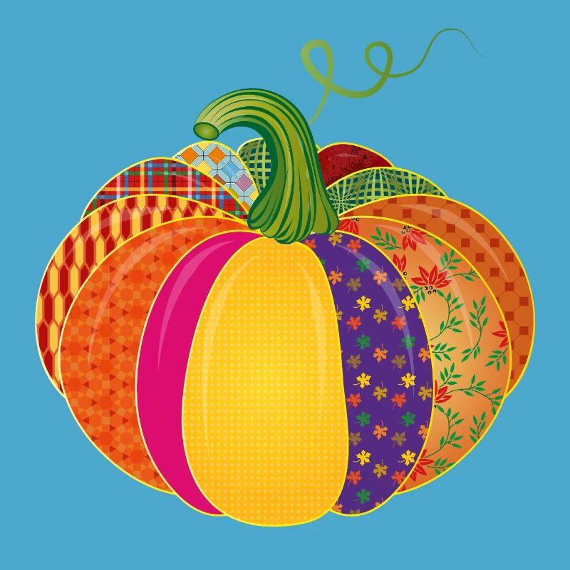 Patchwork Kürbis – Bunt gemusterte Herbstdeko