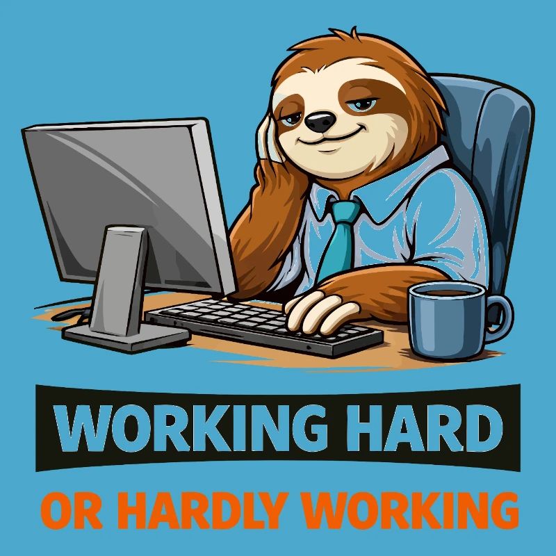 Sloth at Desk: Work Hard Meme