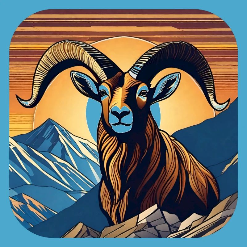 Stolzer Steinbock mit Alpen Panorama