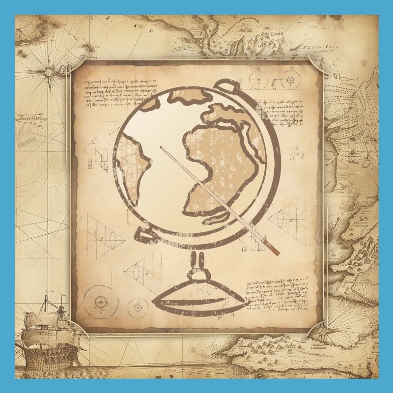 Geography - Globe & Pointer / Old World Map