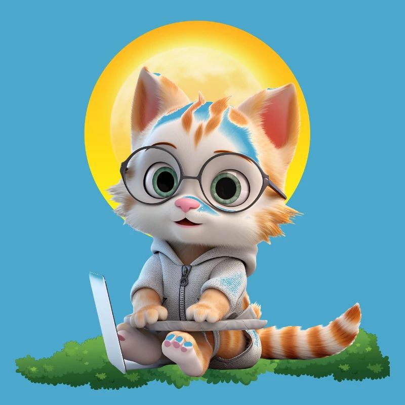 Smart Cat Sun Coder: Kätzchen Laptop Kunstdruck