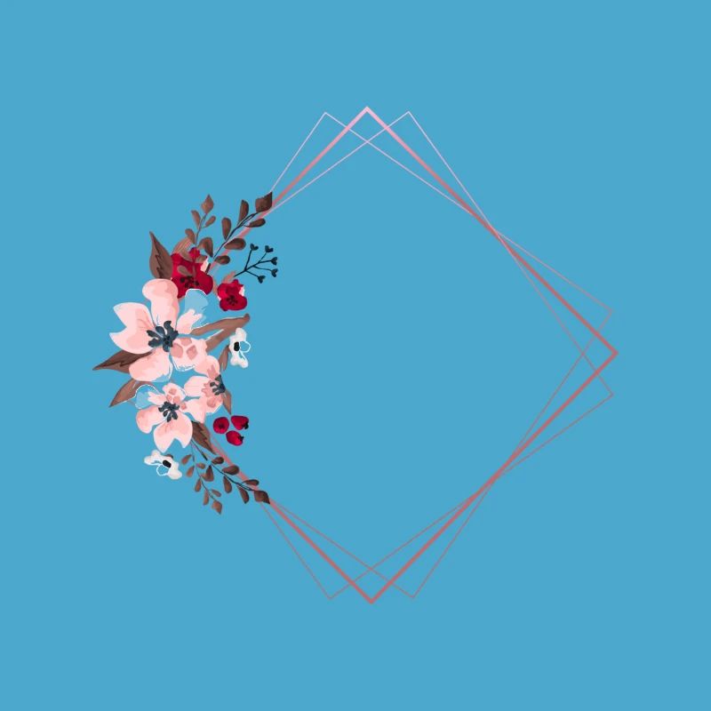 Flowers in Rectangular Frame / Pink Tones