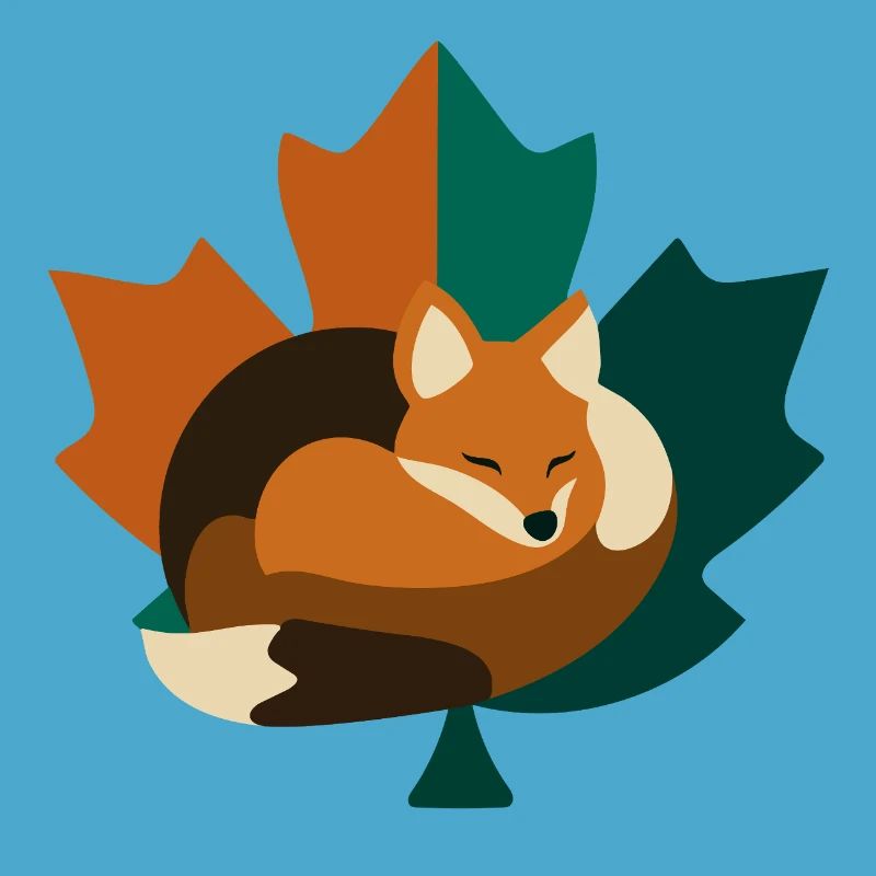 Fox in maple leaf design.