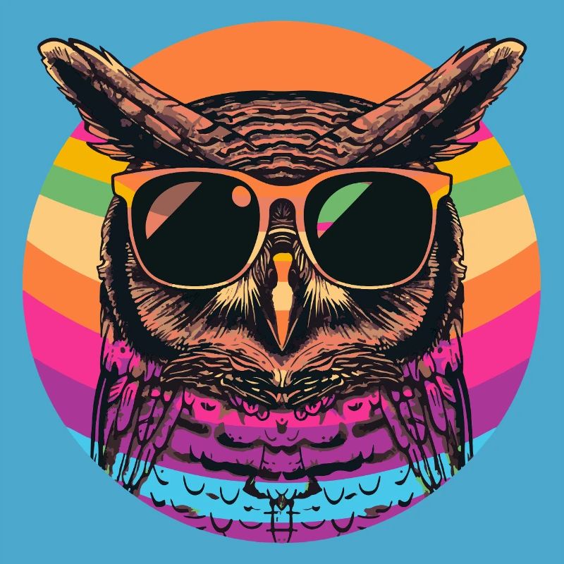 Bunte Retro Eule mit Sonnenbrille
