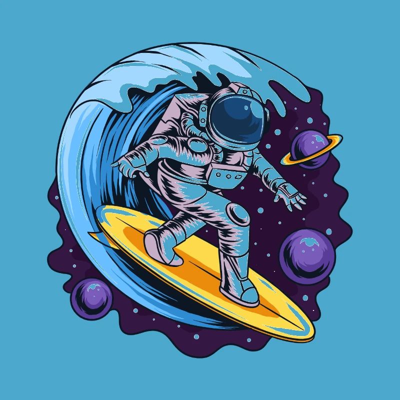 Astronaute de l’espace sur des planches de surf