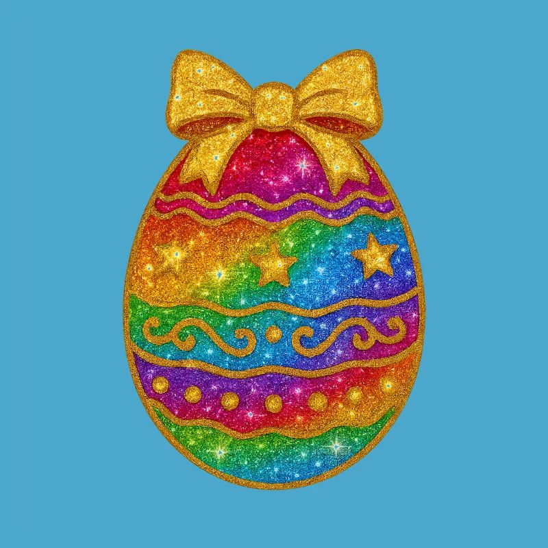 Rainbow Glitter Egg with Bow