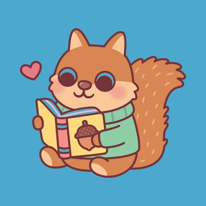 Niedliches Eichhörnchen liest ein Buch